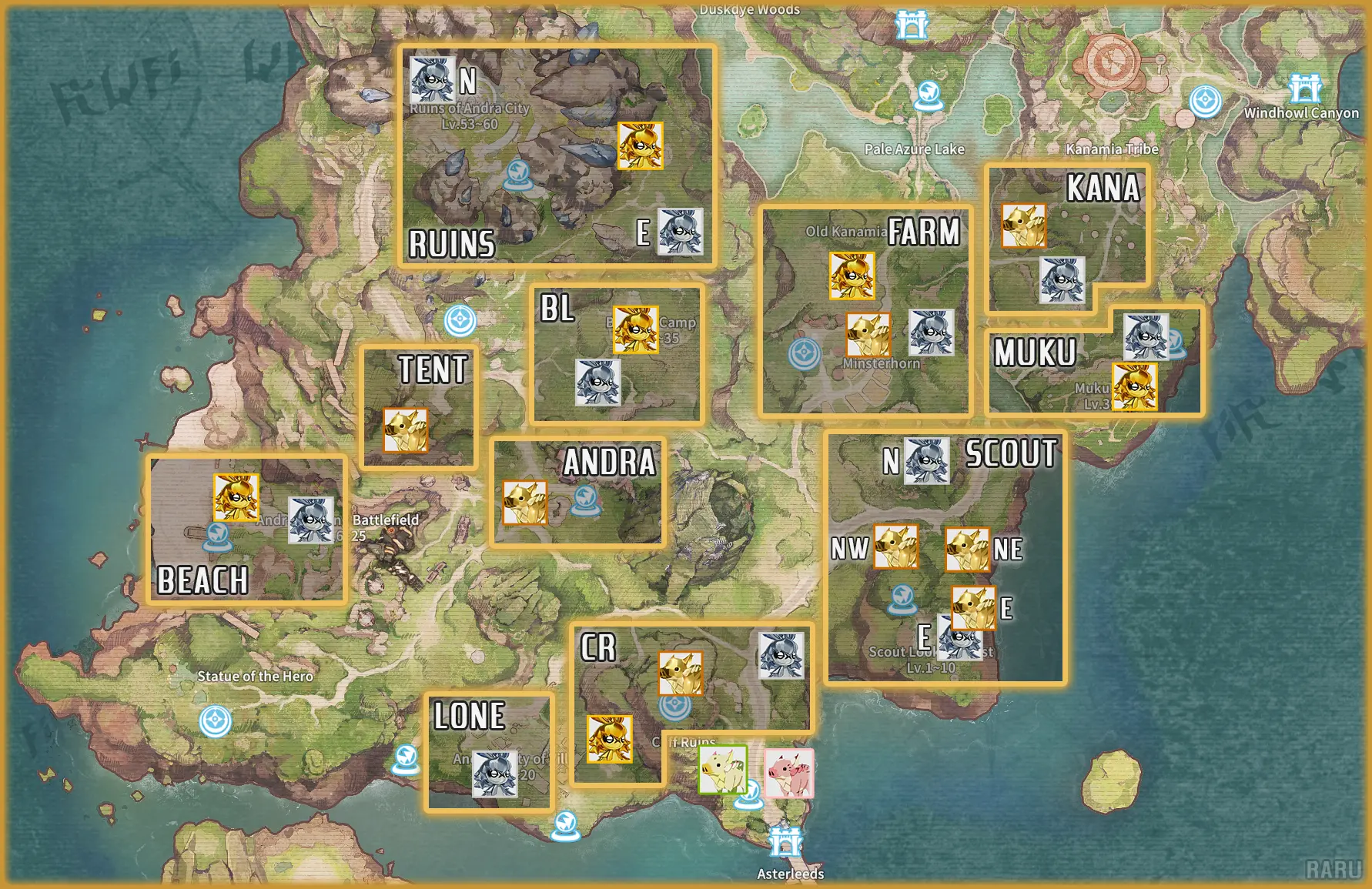 Rare spawn points map